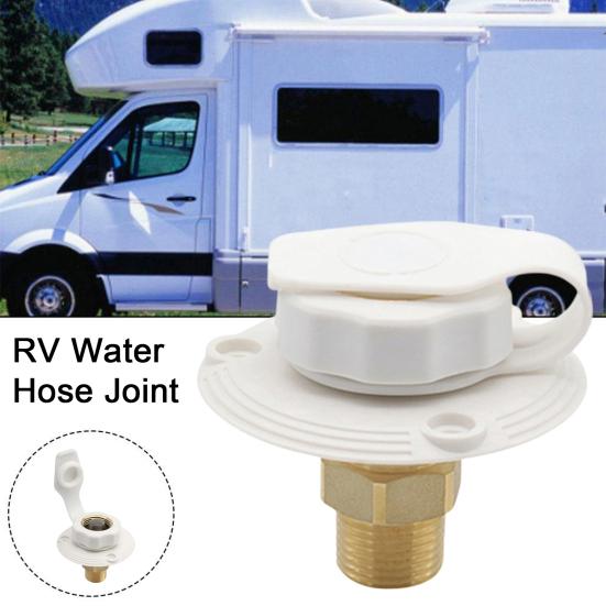 Yousheng RV Water Inlet Adapter 3/4 NH to 1/2 NPT Thread with Check Valve Lead-Free Brass Food-Grade Silicone Water Valve for Campers Trailers
