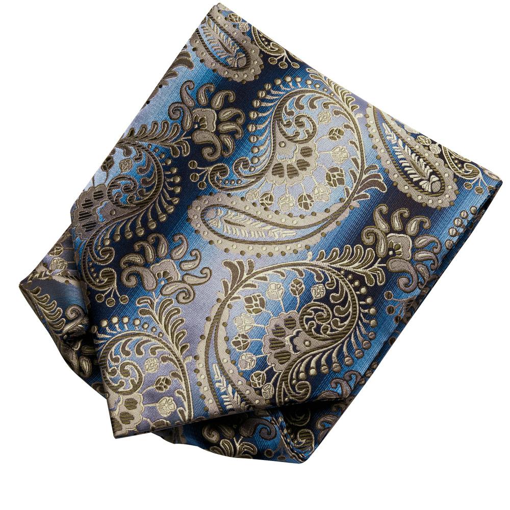 Hi-Tie Men Business Cravat Silk Ascot Scarves Paisley Tie Set for Men handkerchief Cufflinks Set