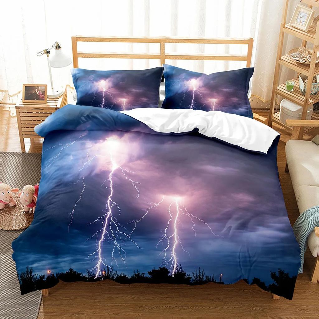 3D Printed Lightning Bedding Set Lightning Duvet Cover Double Twin Full Queen King Adult Kids Bedclothes Quilt Cover