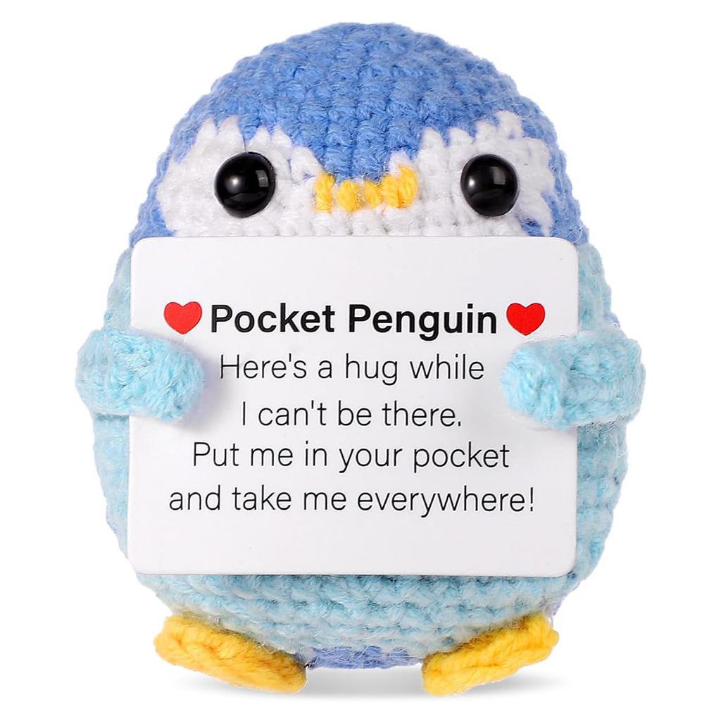 New Crochet Flower Penguin Doll Decoration Desk Accessories Kawaii Positive Energy Pengniu Doll Home Room Decor Christmas Gift