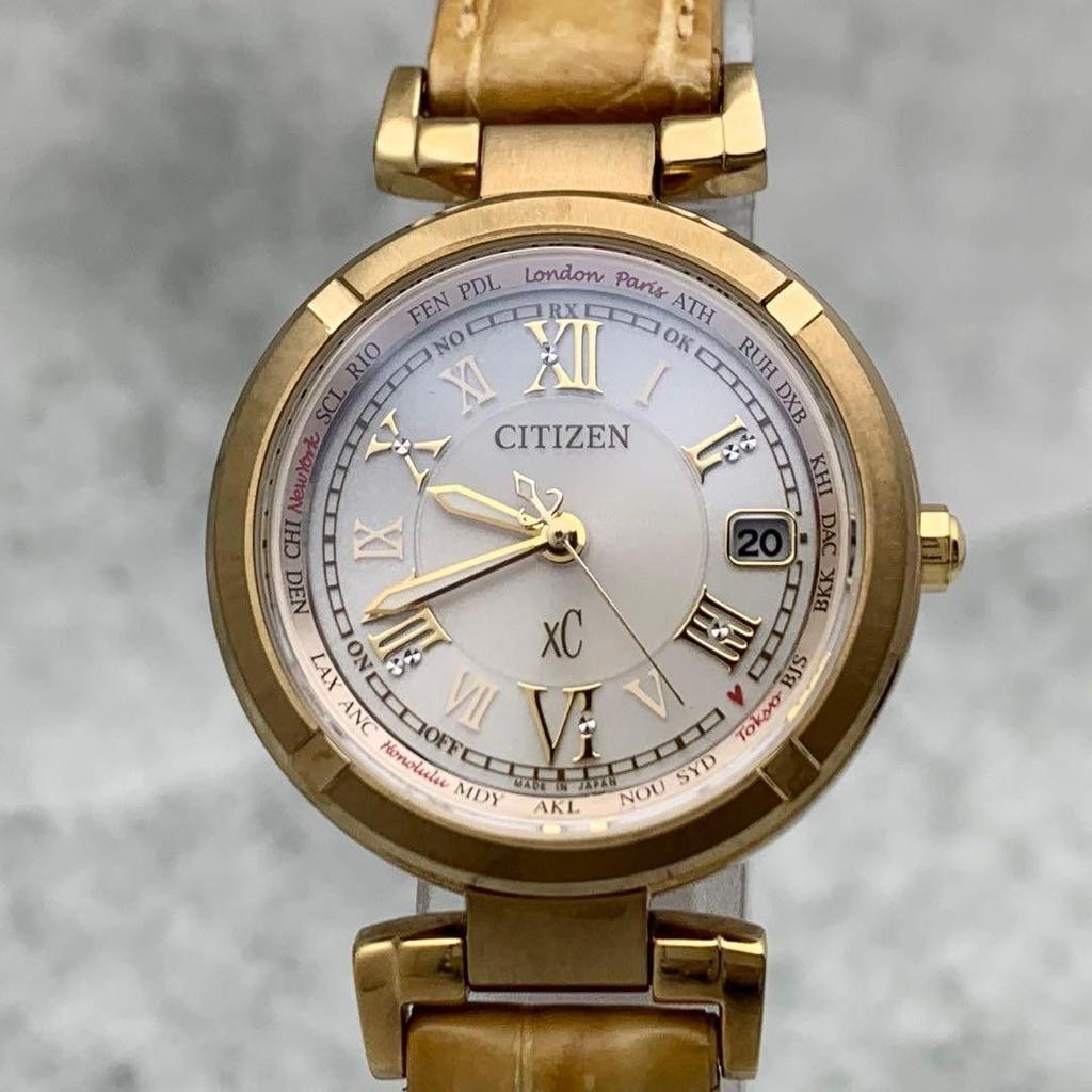 Used Operation CITIZEN xC Citizen Cross Sea Eco Drive Titanium EC1115-08A Gold Happy Flight Watch