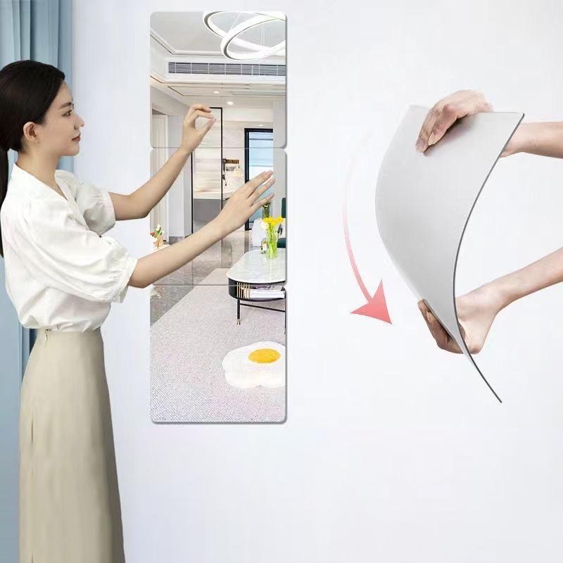 Self-Adhesive Acrylic Mirror Bathroom Shower Makeup Anti Fog Mirror Sticker Tile Shaving Mirror For Door Wardrobe Home Decor