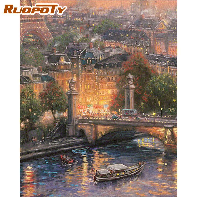 

Ruopoty DIY картина по номерам морской пейзаж акриловая краска раскраска по номерам набор для домашнего настенного искусства 40x50 см 40x50CM NO Frame