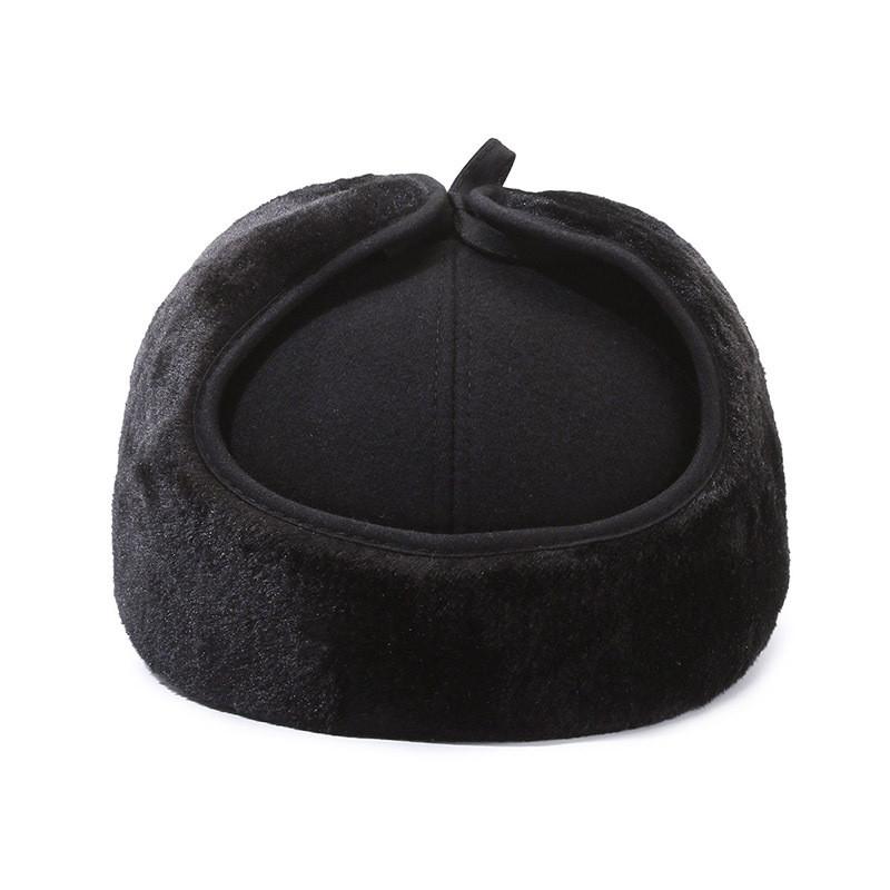 Black Letters N Cotton Hat Elderly Men Winter Large Ear Protection Warm Thick