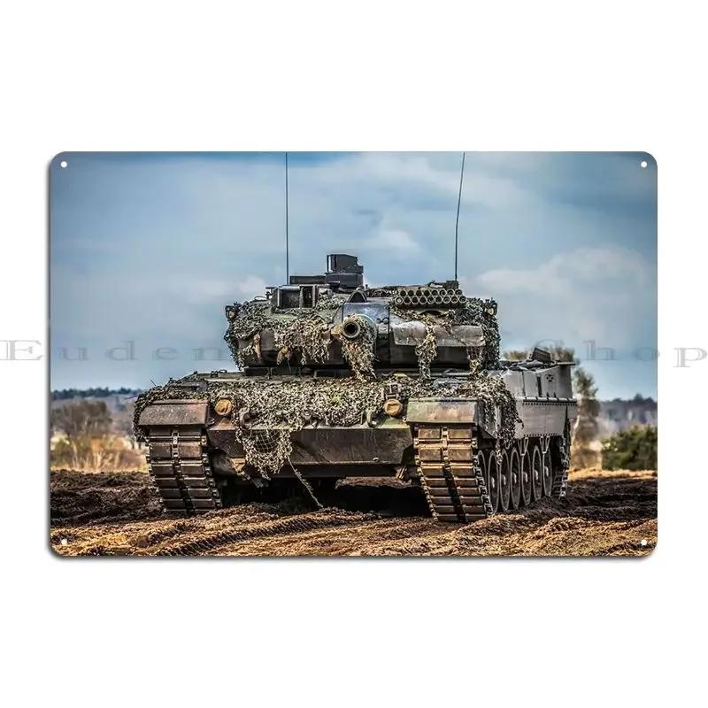 German Main Battle Tank Metal Sign Cave Painting Create Character Club Bar Tin Sign Poster