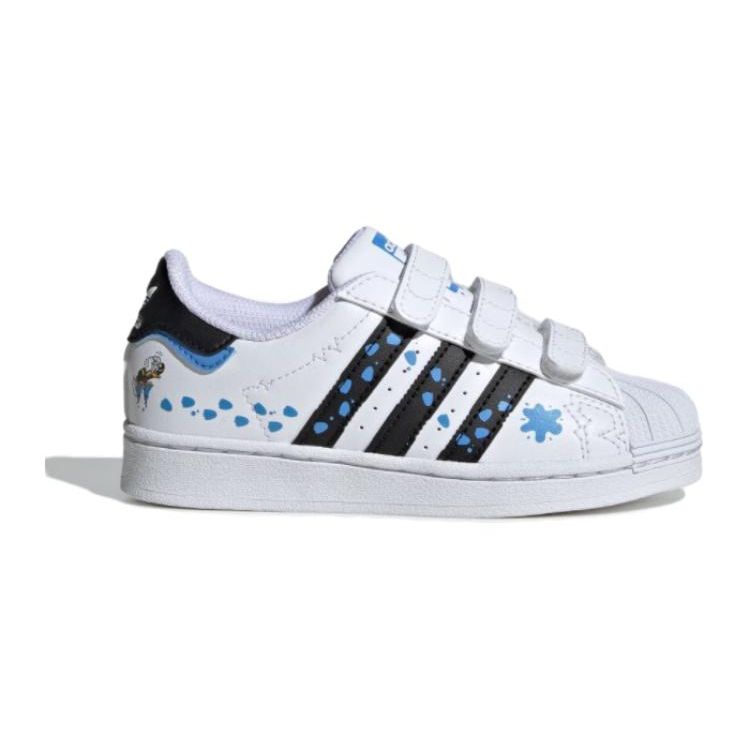 Adidas Originals Superstar Sst Comfortable Versatile Durable Shock Absorption Low Top Kids Skate Shoes Kids Sneakers White Blue IG6264