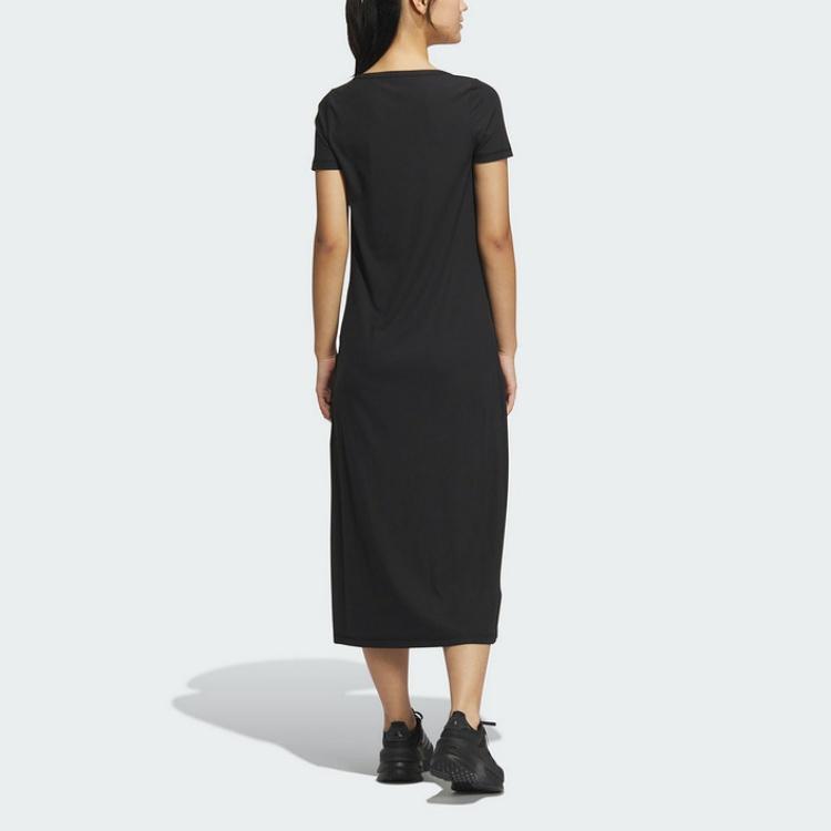 adidas SS25 Fashion Comfortable Soft Skin-Friendly Short Sleeve Dress Women Dresses Black JN0708