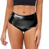 Damen Hotpants Wetlook Shorts Shiny Booty Shorts Bikinihose High Waist Yoga Shorts Clubwear