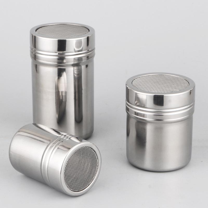 Edelstahl Kaffee Shaker Kakao Schokolade Mehl Puderzucker Sieb Filter Schaumspray Küche Kuchen BBQ Küchenhelfer mit Deckel