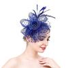 Party Fascinator Hat Mesh Feather Flower Decor Headdress Wedding Headgear Faux Pearl Stage Performance Head Decor Hat Bridal Hair Accessories