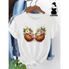 Plus Size Women's Tropical Coconut Floral Print Tee Round Neck Casual Spring Summer Top