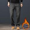 Winter Fleece Warm Men's Jeans Classic Loose Straight Plush Denim Pants Thickened Fashion Stretch Casual Thermal Trousers 42 44