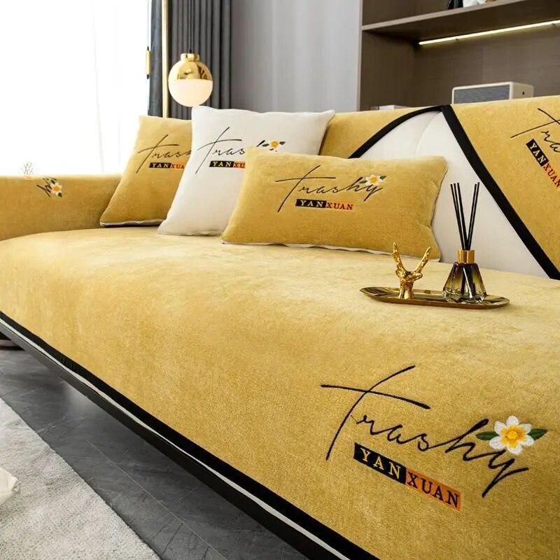 

Mektuplar nakış kanepe yastığı kaymaz kalınlaştırmak şönil Mat Modern sadelik kanepe havlu ev kanepe kanepe kılıfı oturma odası için 70x70cm 1pcs