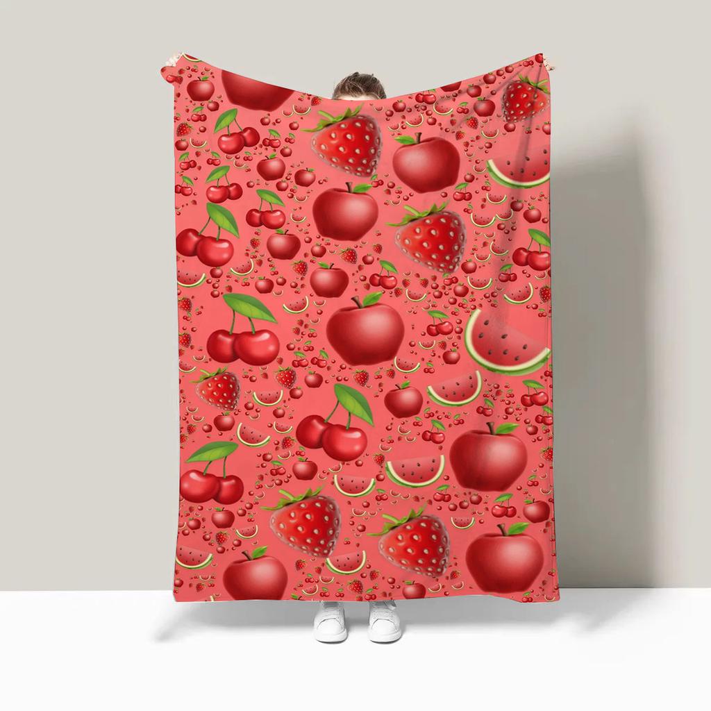 Food and Fruit Party digitalprinted polyester Bedroom velvet flannel cover blanket Fleece soft sofa cover blankets for beds