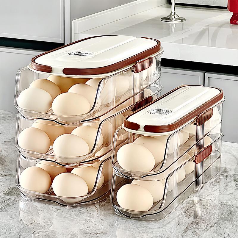 Automatic Multi-layer Rolling Egg Organizer for Refrigerator Door
