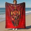 1pc Dragon Skull Red  - Throw Blanket, Soft, Flannel Blankets, Living Room,  All Seasons Use-1021167