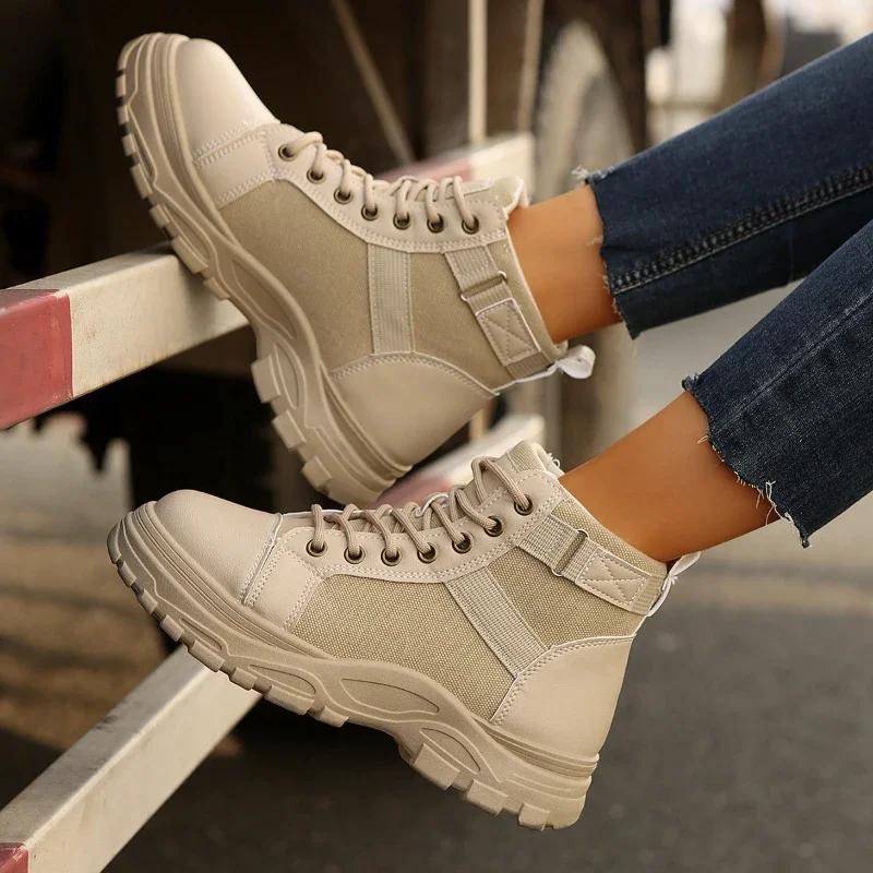 High Top Women Boots Fashion Thick Sole Men Motorcycle Boots Non-slip Breathable Casual Sneaker  New Women Ankle Boots 36-45