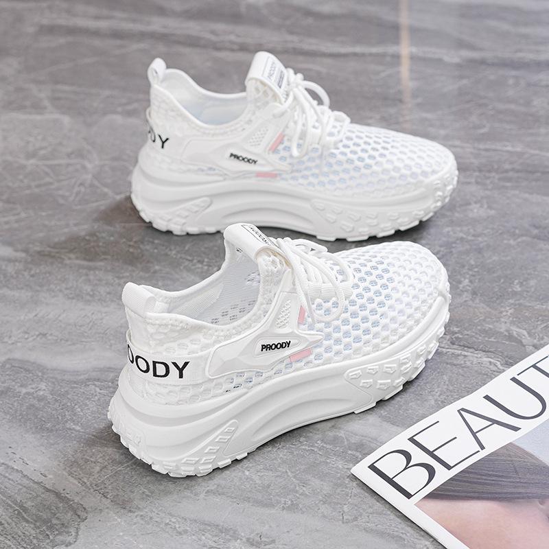 2024 Summer Breathable Mesh Casual Shoes Fashion Women Wedge Platform Comfortable Soft Sole Sports White Shoes Zapatillas Mujer