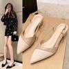 Women Sexy Chunky Heel Shoes Women Summer Pointed Toe Dress Slippers Designer  New Party Pumps Walking Femme  Slides