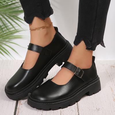 35-44 Women Shoes British Style Small Leather Footwear 2024 Round Head Thick Bottom Mary Jane Shoes Women Flat Shoes Loafers