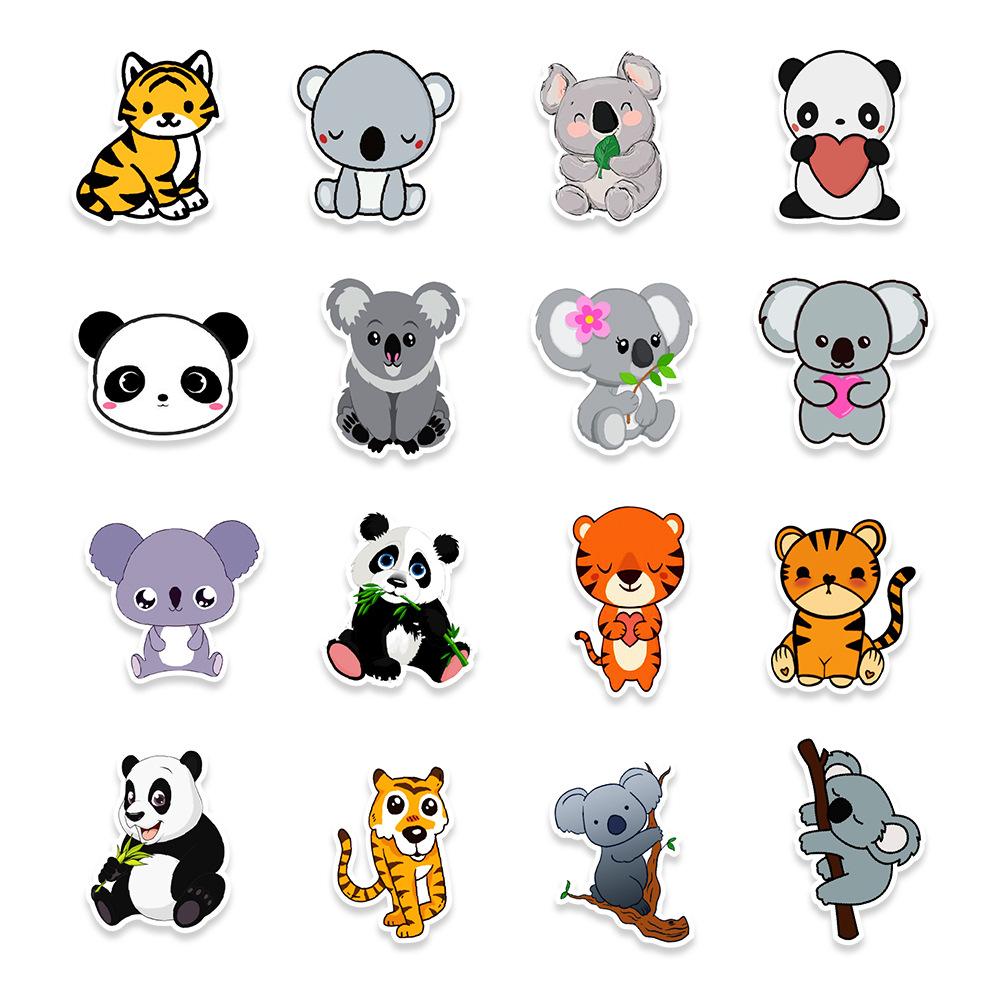 50 Photos of Panda Tiger Graffiti Stickers Skateboard Mobile Phone Kettle Hand Tent Creative Stickers Cute Pet