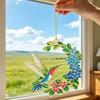 Hummingbird Sun Catcher Stained Glass Style Window Hanging Decor Acrylic Hummingbird Flower Suncatcher Gift for Bird Lovers Home Garden Porch
