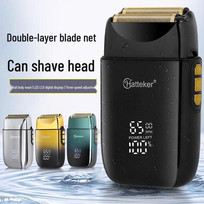 Men's Electric Shaver: Waterproof, LCD Display, Dual-Blade Beard Trimmer and Razor