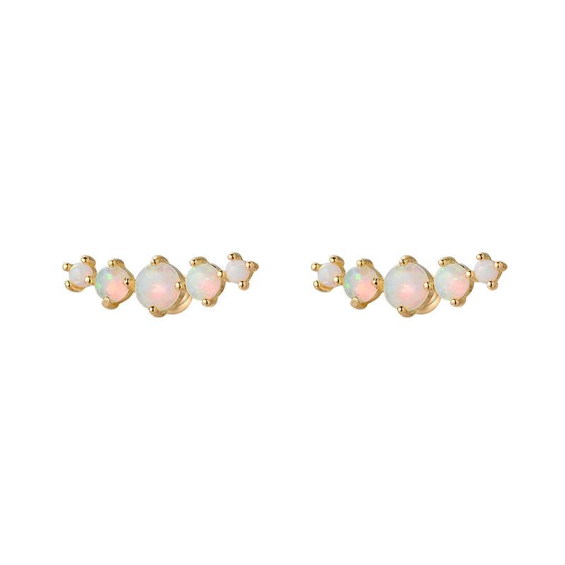 Girls 925 Sterling Silver Exquisite Opal Bead Screw Stud Earrings for Women Girls Minimalist Fine Jewelry