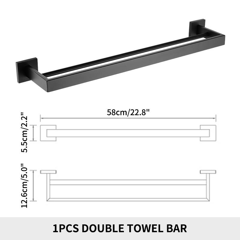 

304 Нержавеющая сталь Двойной держатель для полотенец Настенная двойная вешалка для полотенец Полка для полотенец Черный держатель для полотенец Аксессуары для ванной комнаты
