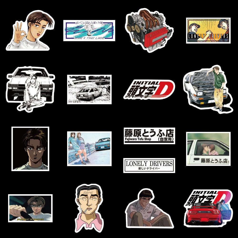 10/50Pcs Initial D Stickers Graffiti Stickers for DIY Luggage Laptop Skateboard Motorcycle Bicycle Stickers