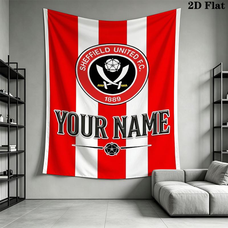 Benutzerdefinierter Name Sheffield FC Wandteppich Ästhetischer Wandbehang Bedruckter Stoffdecke Dekorative Wandteppiche für Schlafzimmer Wohnzimmer Heimdekoration