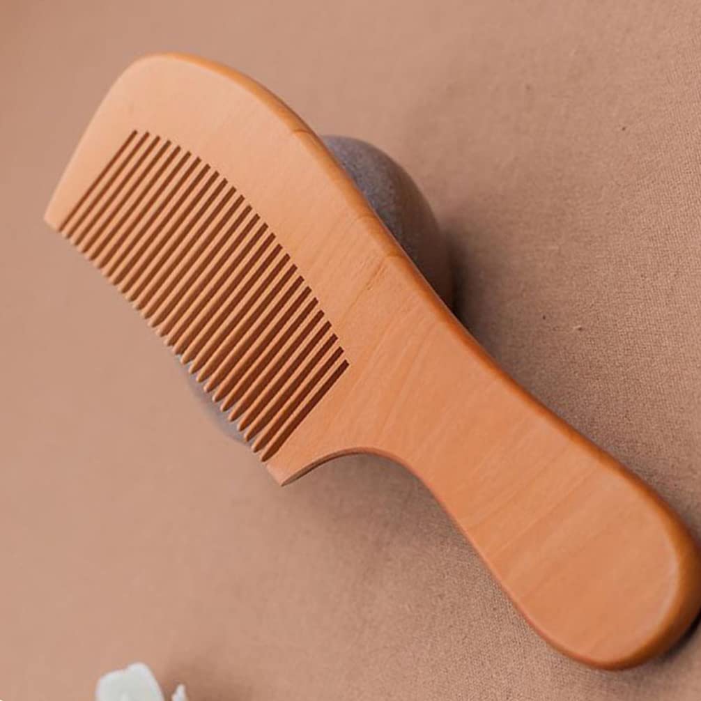 LALAFINA Wooden Comb with Peach Hair for Men and Women Handle, Wood, Fine-Toothed, Hairbrush, Comb, Unisex,
