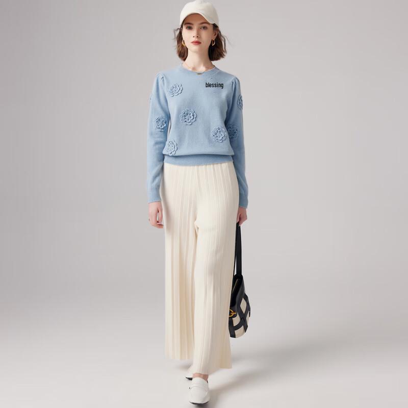 Paloo Women's 2025 Autumn/Winter Pure Cashmere Round Neck Embroidered Knit Sweater