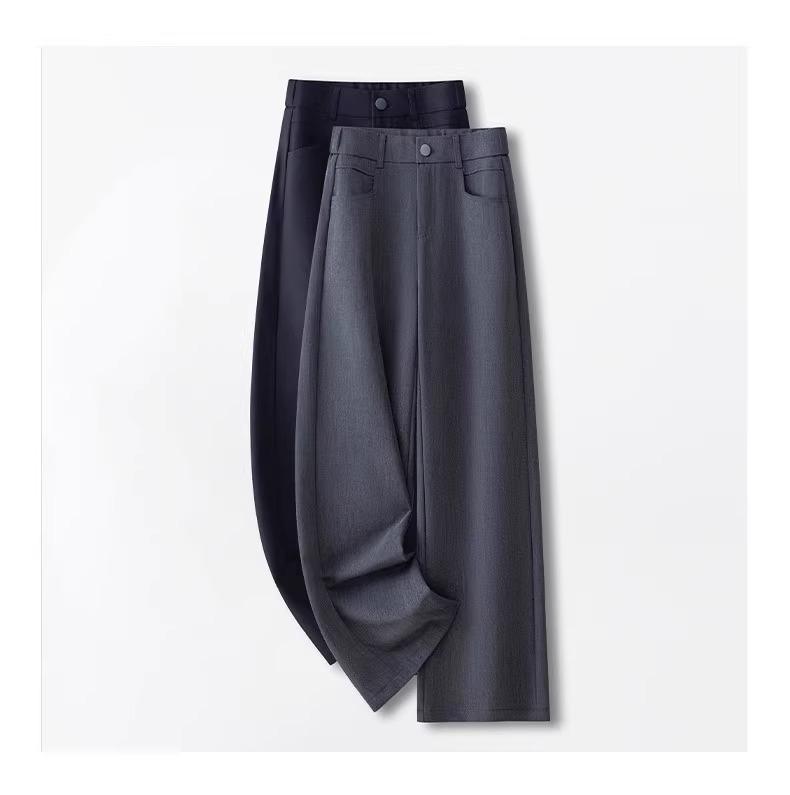 2025 Gray Women's Slim-Fit Wide-Leg High-Waisted Pants - This Year's Hot Spring/Autumn Style