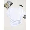 T-shirt Voilier Lavis à l'Encre Peint à la Main, Printemps/Été Simple Col Rond Color-Block Tendance Coupe Ample Polyvalent Décontracté Manches Courtes