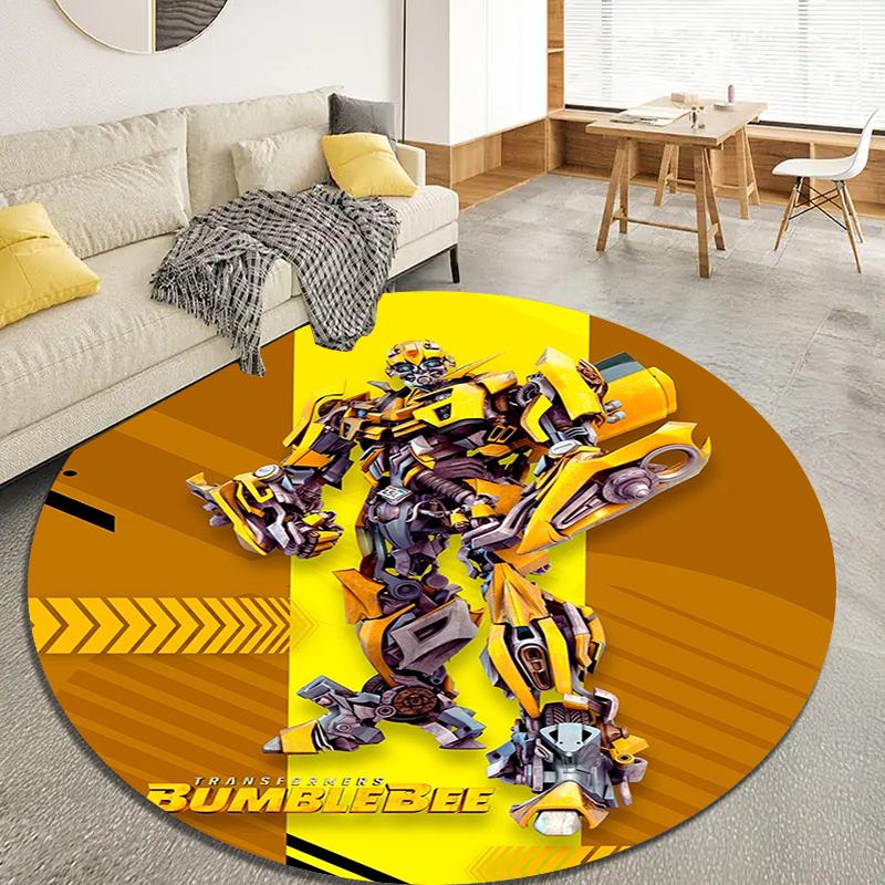 Bumblebee Transformers Round Area Rug,Carpet Rug for Living Room Bedroom Sofa Playroom Decor,Non-slip Floor Mat43
