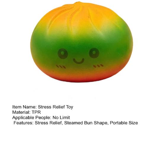 Rainbow Steamed Bun Fidget Toy Stress Relieving Cartoon Smiling Stuffed Bun Squeeze Toy Simulated Dumpling Dough Ball Office Desk Toy