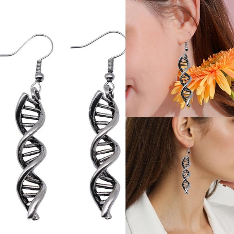 Elegant DNA Double Helix Earrings Ear Hooks Inspired From Science For Women Students And Teachers In Copper Materials