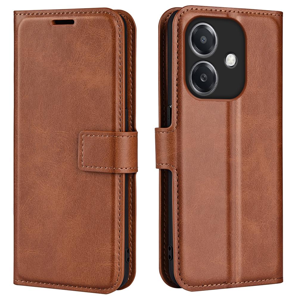 

For Oppo A3x 5G/A3x 4G/A3 5G/A3 4G/A60 5G/A40 4G Stand Case Anti-Scratch Calf Texture Leather Phone Cover Light Brown