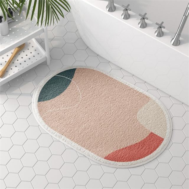 Abstract Art Bathroom Carpet Semicircle Bath Mats Living Room Floor Mat Non -Slip Entrance Shower Rug Toilet Pet Rugs Doormat