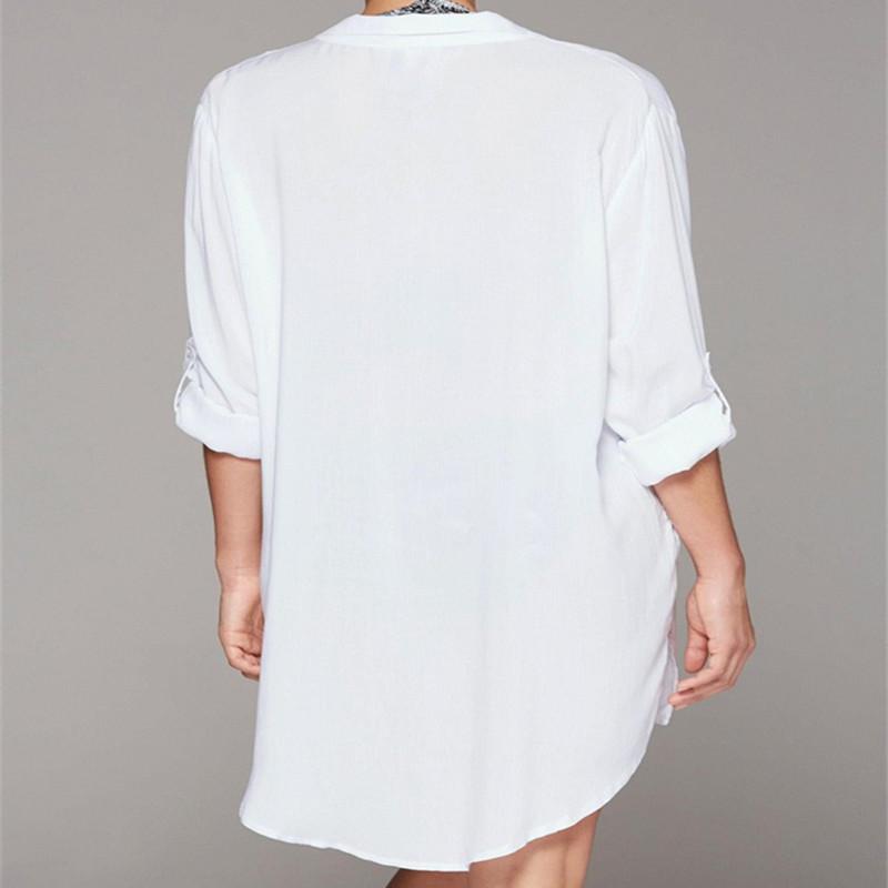 New Arrivals Sexy Beach Cover Up Chiffon White Swimwear Ladies Beach Blouse Pareo Women Beach Wear Saida De Praia Swimwear Q46