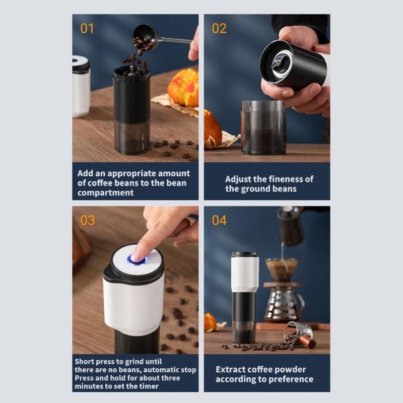 Coffee Grinder Electric Coffee Mill Small Coffee Grinder 1300mAh Office Coffee Grinder Suitable for Travel Camping