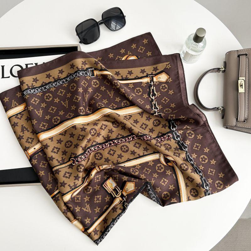 Dekorativt silkeskjerf med enkel tekstur Ny stil for kvinner Vår og høst Sommermote Allsidig hodeskjerf Arbeidsskjerf