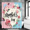 Mother's Day Love Floral Butterfly Shower Curtain, Bathroom Decorative Shower Curtain, Waterproof Shower Curtain with Hooks