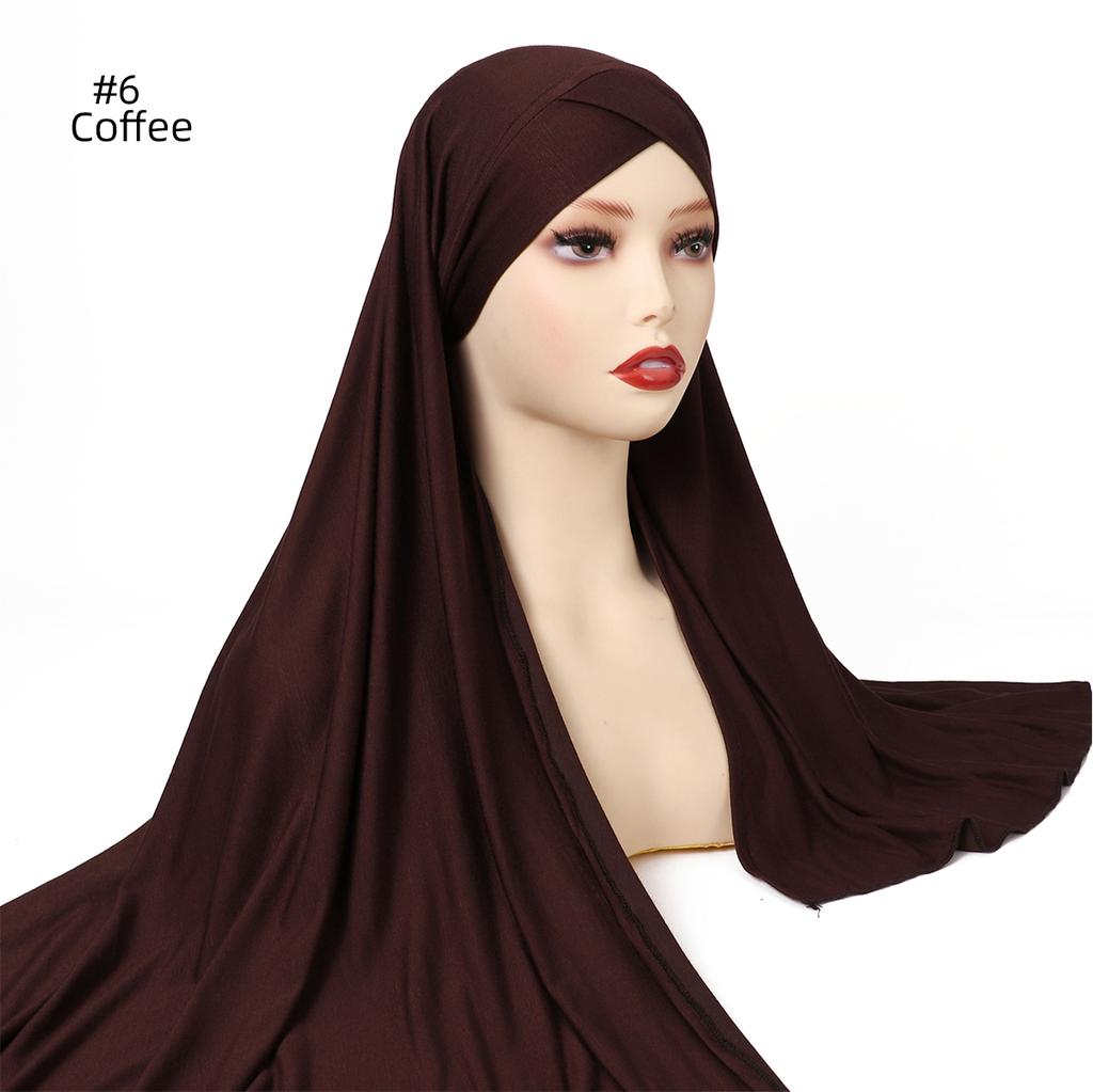 Muslim Women Premium Soft Modal Cotton Jersey Hijab Headwrap Stretchy Instant Hijab Scarf Forehead Cross Design Headscarf