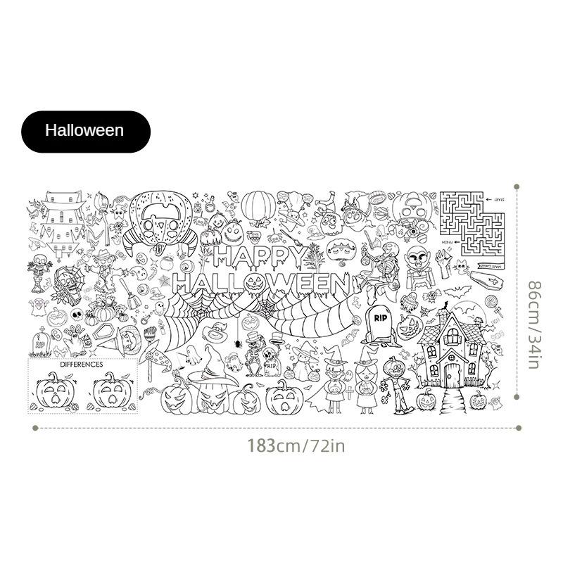 Children's Cartoon Birthday Handmade Drawing Disposable Graffiti Paper Tablecloth DIY Party Halloween Paper Tablecloth Poster