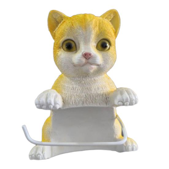 Wall Mounted Toilet Paper Holder Simple Installation Realistic 3D Printed Cat Paper Towel Holder Bathroom Decoration
