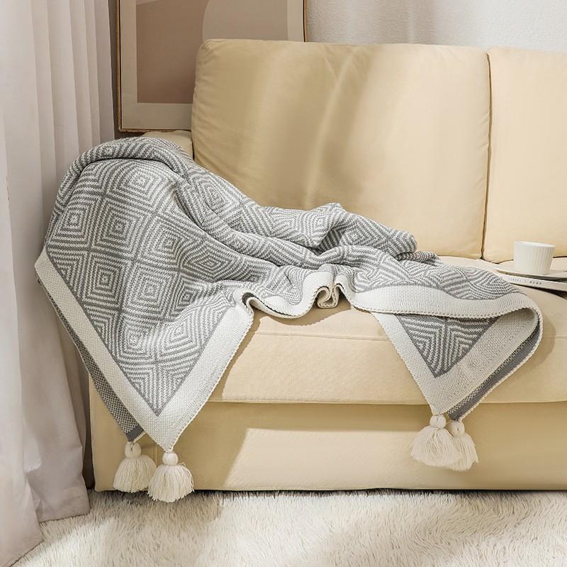 

Одеяло для дивана в стиле бохо Вязаное одеяло Покрытое одеяло Одеяло для кондиционера Одеяло для прикроватной тумбочки Одеяло для сна в офисе 110 * 130CM серый