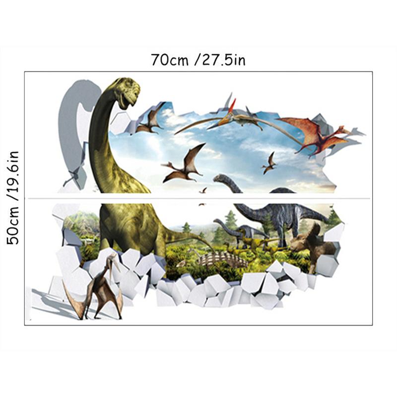 Jurassic Tyrannosaur Broken Wall Hole Art Stickers Jungle Dinosaur World Mural Self Adhesive For Home Decoration Aesthetic Rooms