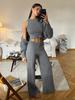 3 Piece Fashion Set 2026 Fall Winter New Knit Top Halter Vest High Waist Wide Leg Pants Women Outfit